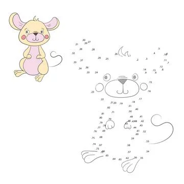Connect the dots game mouse vector illustration Stock Illustration
