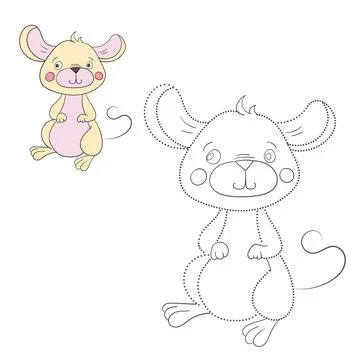 Connect the dots game mouse vector illustration Illustrazione stock