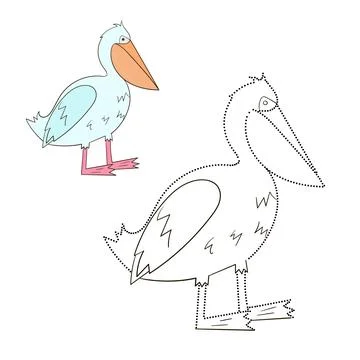 Connect the dots game pelican vector illustration Stock Illustration