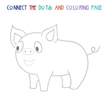 Connect the dots game pig vector illustration Stock Illustration