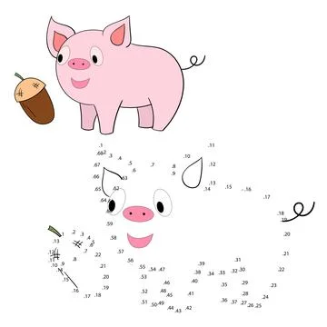 Connect the dots game pig vector illustration Illustrazione stock