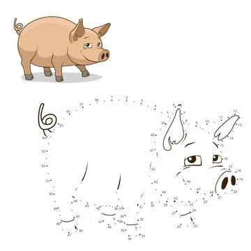 Connect the dots game pig vector illustration Stock Illustration