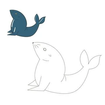 Connect the dots game seal vector illustration Stock Illustration