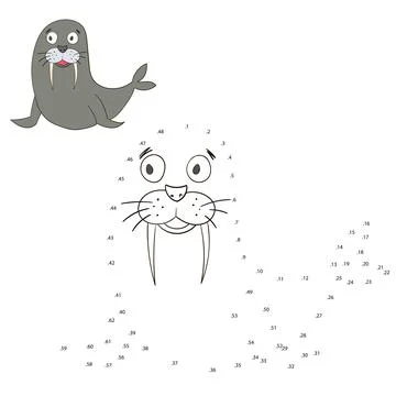 Connect the dots game seal vector illustration Stock Illustration