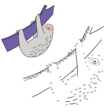 Connect the dots game sloth vector illustration Stock Illustration