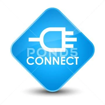 Connect elegant cyan blue diamond button Stock Illustration