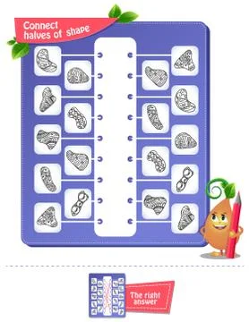 Connect halves of shape brainteaser 2 Stock Illustration