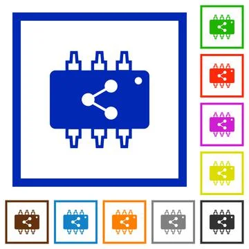 Connect hardware flat framed icons Stockillustratie