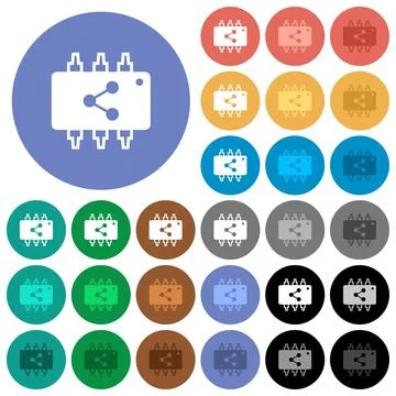 Connect hardware round flat multi colored icons イラスト素材