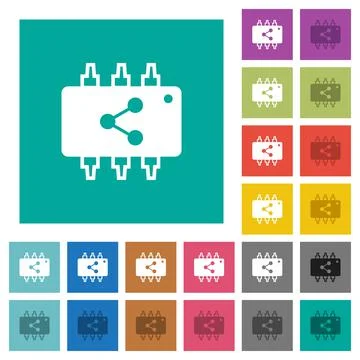 Connect hardware square flat multi colored icons イラスト素材