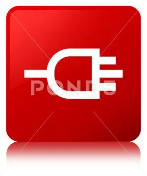 Connect icon red square button Stock Illustration