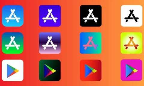 Connect Icons.Set of icon android play marlet app store ios alternative icon Stock Illustration