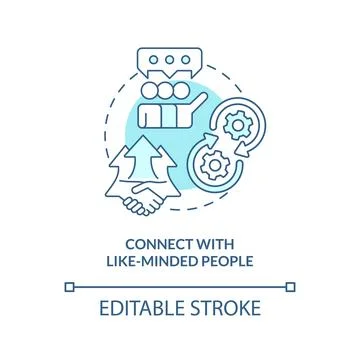 Connect with like-minded people blue concept icon Stock Illustration