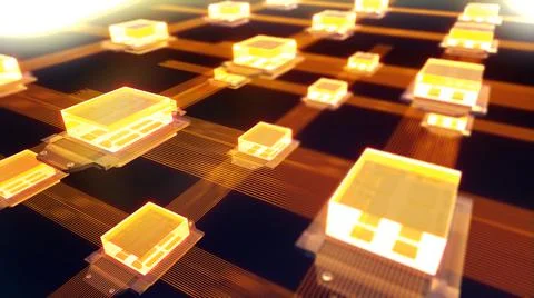 Connect multiple processors for big computing,Abstract technology data transf Stock Illustration