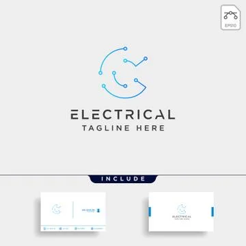 Connect or electrical c logo design vector icon element isolated Stock Illustration