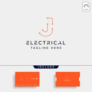 Connect or electrical j logo design vector icon element isolated Illustrazione stock