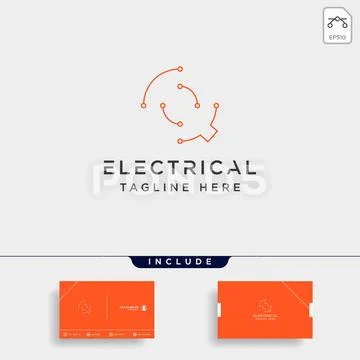 Connect or electrical q logo design vector icon element isolated Stock Illustration