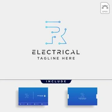 Connect or electrical r logo design vector icon element isolated Stock Illustration