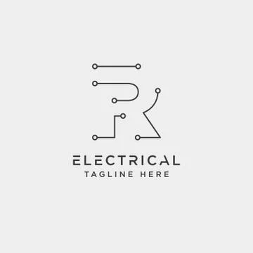 Connect or electrical r logo design vector icon element isolated Stock Illustration