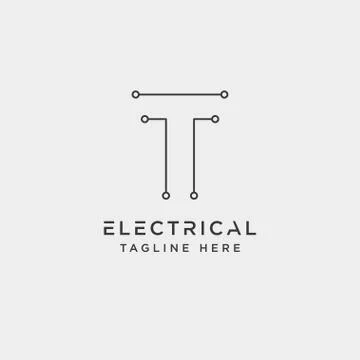 Connect or electrical t logo design vector icon element isolated Stock Illustration