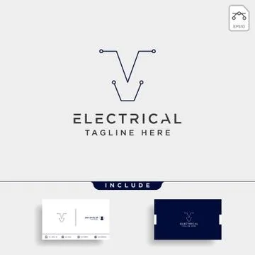 Connect or electrical v logo design vector icon element isolated Stock Illustration
