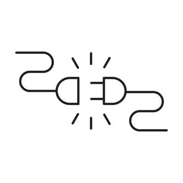 Connect outline icon vector power and plug connection sign for your website d Stock Illustration