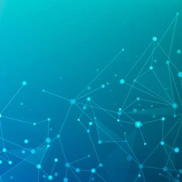 Connect particles structure. Abstract polygonal space low poly dark blue and  Stock Illustration