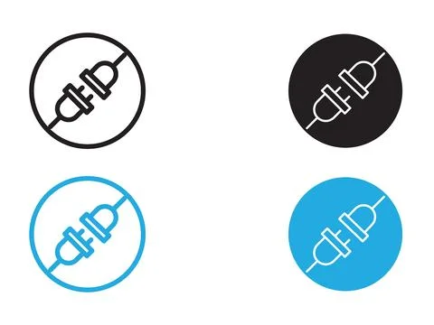 Connect plug icon black and white vector outline sign Stock Illustration