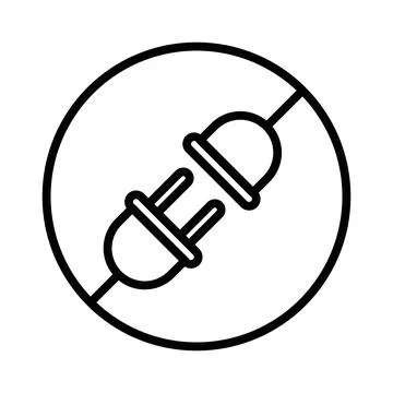Connect plug icon linear logo mark in black and white Stock Illustration