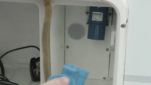 Connect power to a Caravan Stock Footage 260323268