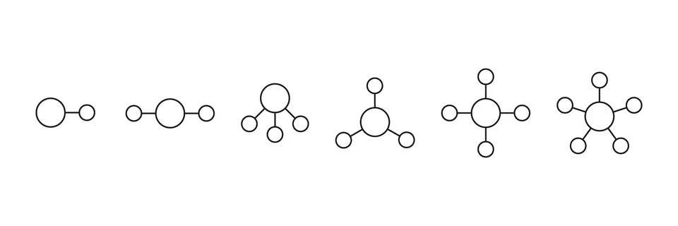 Connect technology and network set, circle line icon. Digital structure, social Stock Illustration