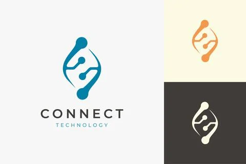 Connect technology logo in abstract shape Stock Illustration
