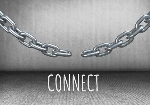 Connect text with connecting chain in room Fotos Stock