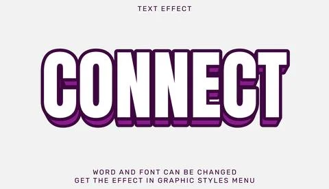 Connect text effect template in 3d design Stock Illustration