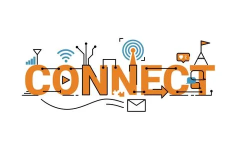 Connect word typography design Stock Illustration
