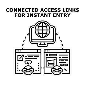 Connected access links for instant online entry Stock Illustration