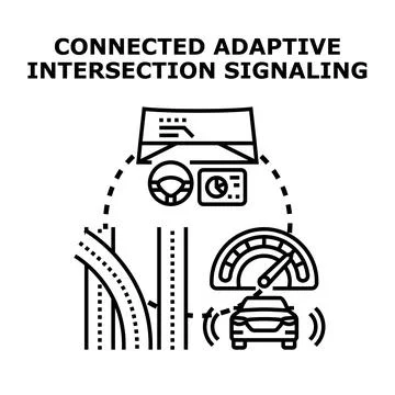Connected adaptive intersection signaling system future transportation Stock Illustration