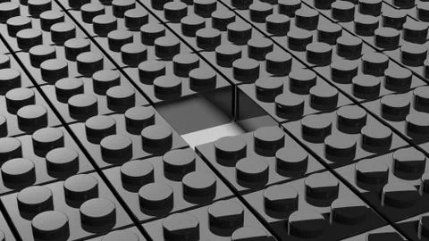 Connected black lego blocks with one missing abstract background. Stock Illustration