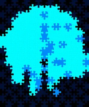 Connected blank puzzle pieces Stock Illustration
