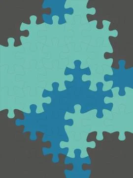 Connected blank puzzle pieces in three different colors Stock Illustration