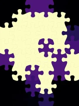 Connected blank puzzle pieces in two different colors Stock Illustration