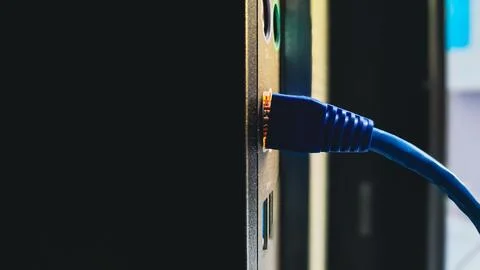 Connected: Blue Ethernet Cable Stock Photos