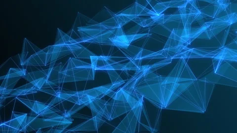 Connected blue plexus lines and dots move from left corner to right ,with lig 스톡 동영상 271177888