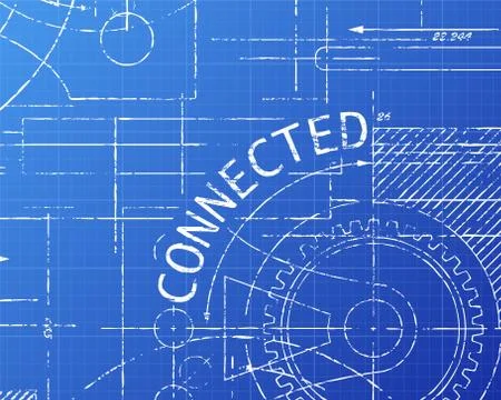 Connected Blueprint Machine Stock Illustration