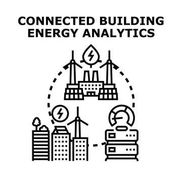 Connected building energy analytics system managing smart energy consumption Ilustración de archivo