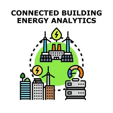 Connected building energy analytics system managing smart energy consumption Ilustración de archivo