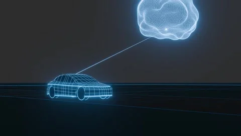Connected Car Data Exchange with Cloud Bidirectional Communication 4K Loop Video stock 333035870