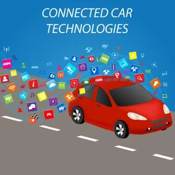 Connected Car Technologies Stock Illustration