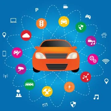 Connected Car Technologies Stock Illustration