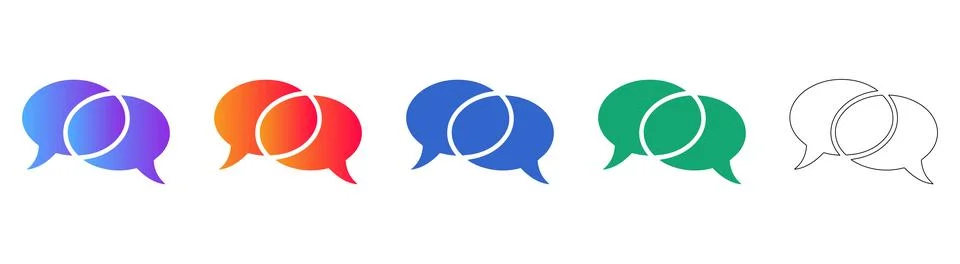 Connected Chat Bubbles Icon Set 스톡 일러스트